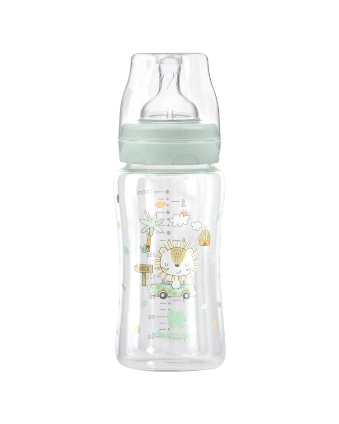 KikkaBoo Шише Стъклено 240мл Jungle King Mint
