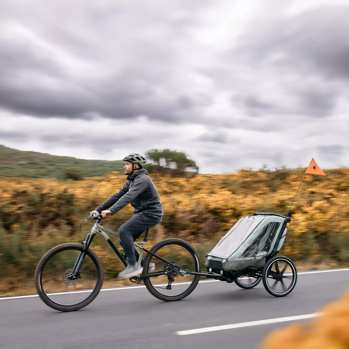 ABC Design Детска Количка за Колело Bicycle Trailer Tour Olive with 2 Comfort Seats & Air Wheels