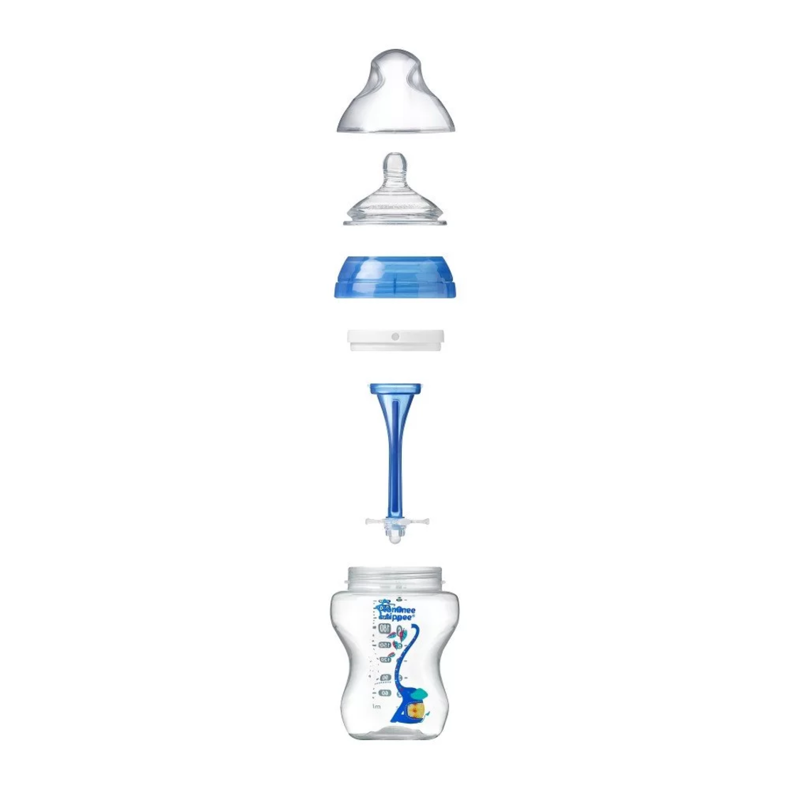 Tommee Tippee ШИШЕ ЗА ХРАНЕНЕ ANTI-COLIC 3м+ 340 ml С ДЕКОР син