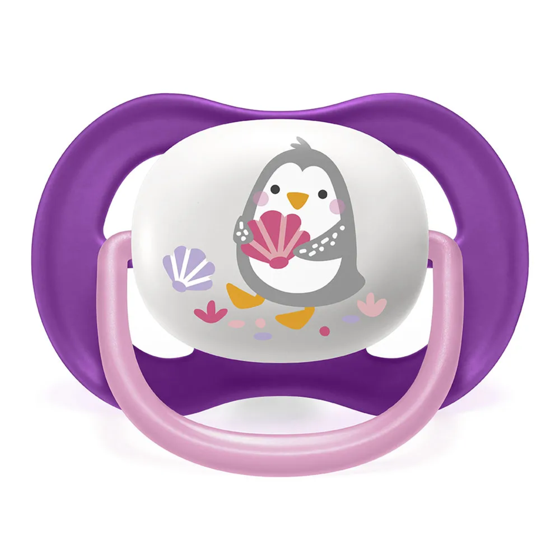 Philips AVENT SCF080/08 Комплект 2 Броя Ортодонтични Залъгалки Ultra Air Animals 6-18м+ Декорация Слон и Пингвин в Кутия за Стерилизиране