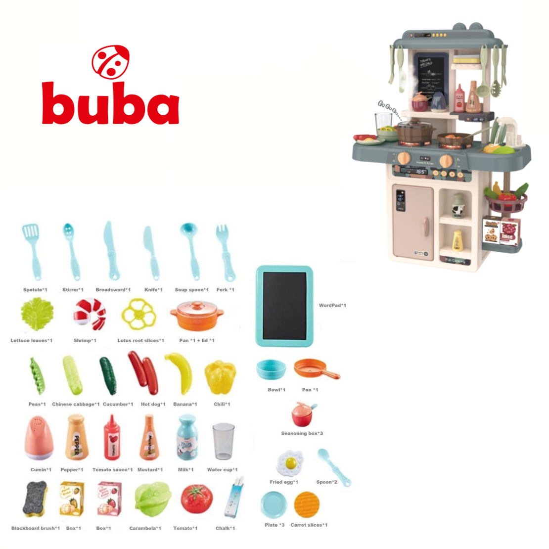 Детска кухня Buba Home Kitchen, 42 части, 889-187, сива 