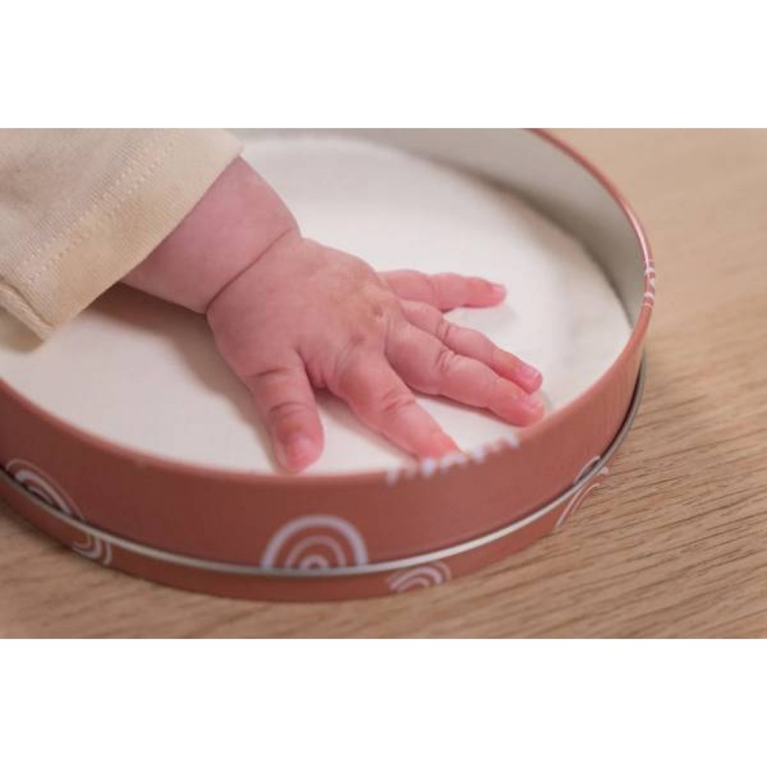 Petit ARTichaut Кръгла Метална Кутия за Бебешки Отпечатък със Стойка Rainbow Terracotta