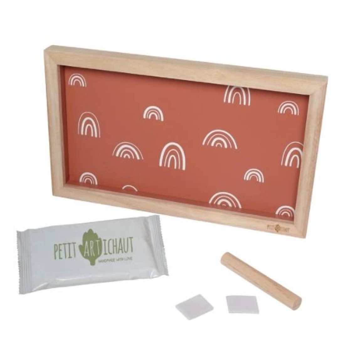 Petit ARTichaut Дървена Рамка за 2 Бебешки Отпечатъка и Снимка Rainbow Terracotta