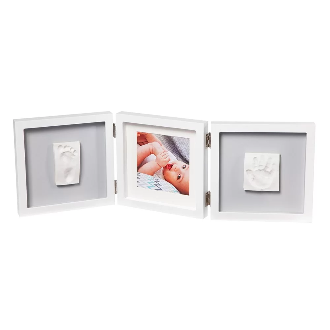 BABY ART MY BABY STILE РАМКА ЗА СНИМКА С 2 ОТПЕЧАТЪКА В  ЦВЯТ БЯЛА РАМКА,СИВО ПАСПАРТУ