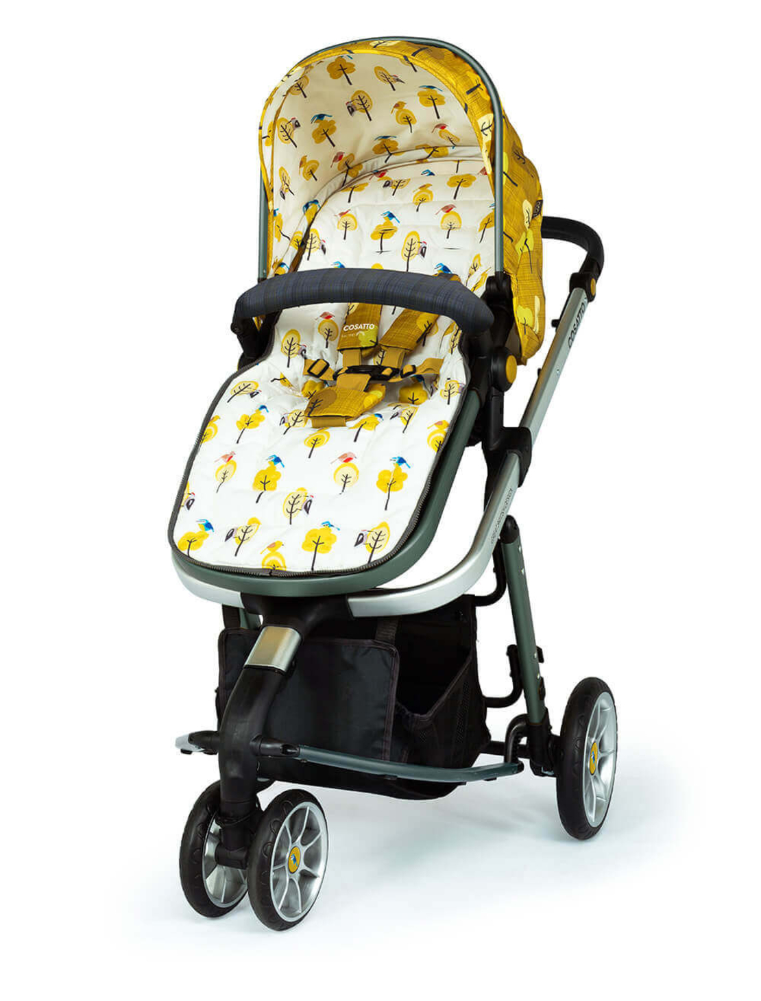 Комплект количка Cosatto Giggle 3 Spot the birdie 5в1, i-Size база и чувалче за крака
