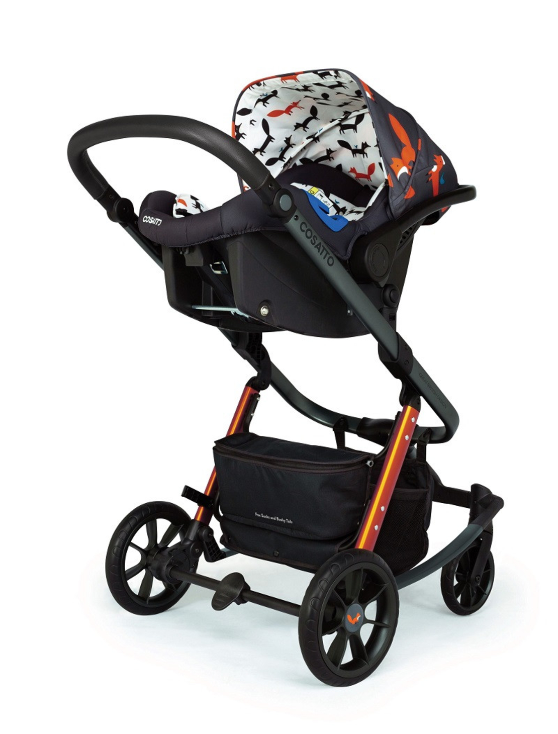 Промопакет Cosatto Giggle Quad Charcoal Mister Fox 3в1 + i-Size база и чувалче за крака