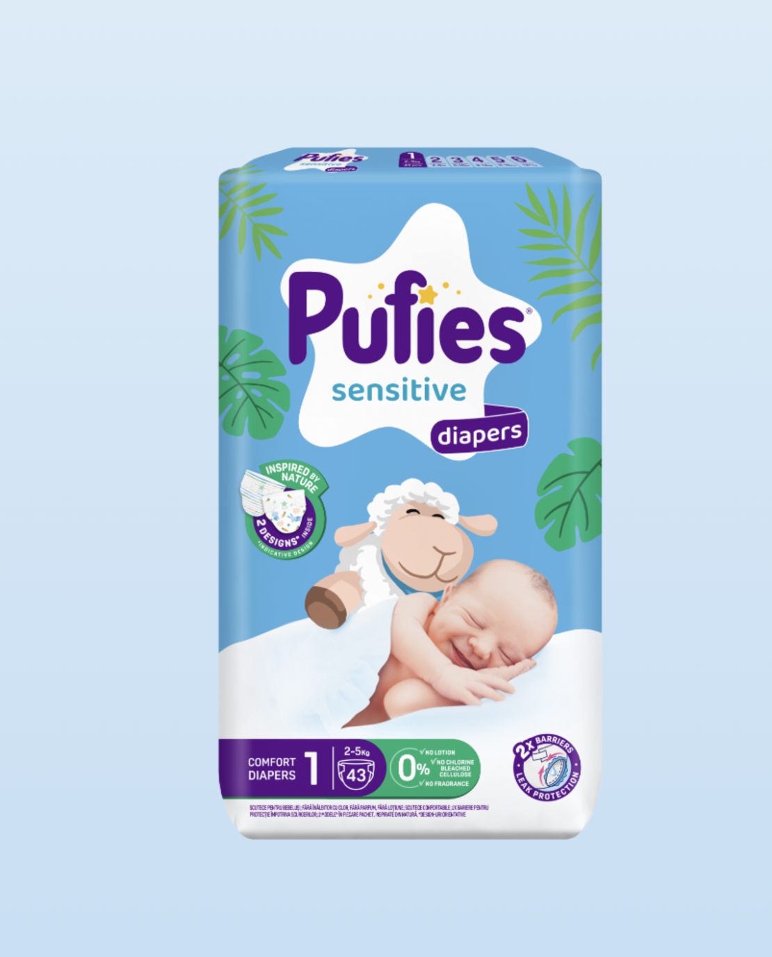 Pufies Diapers Sensitive NB Newborn 1 Пелени за Новородени 2-5 кг по 43 Броя