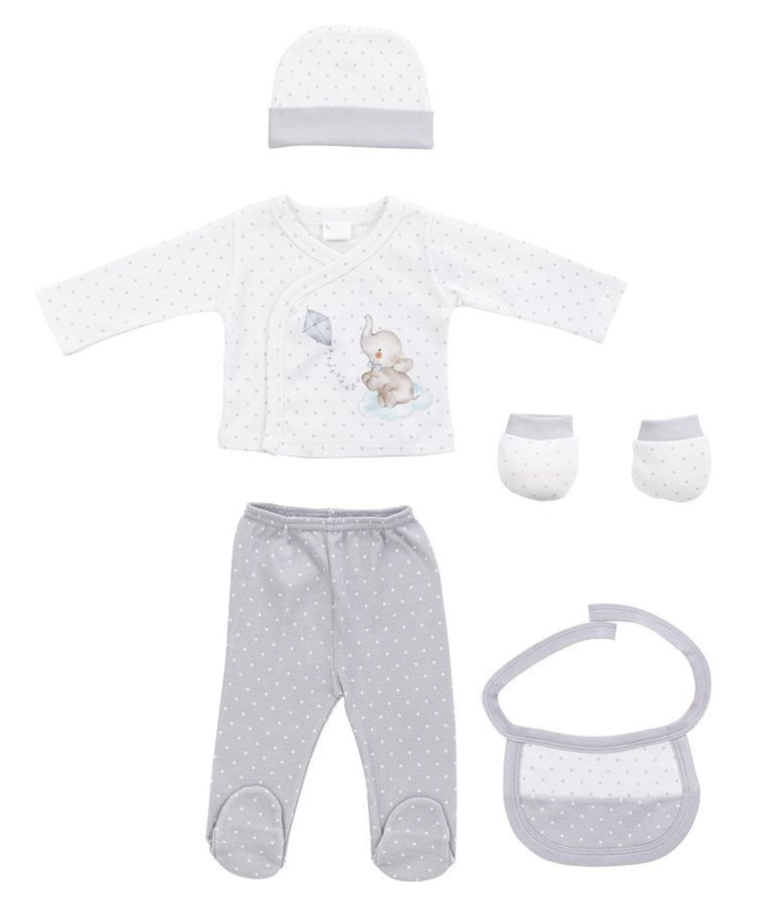Interbaby Детски Комплект за Изписване Сив 5 Части 0-6М+ DSET03