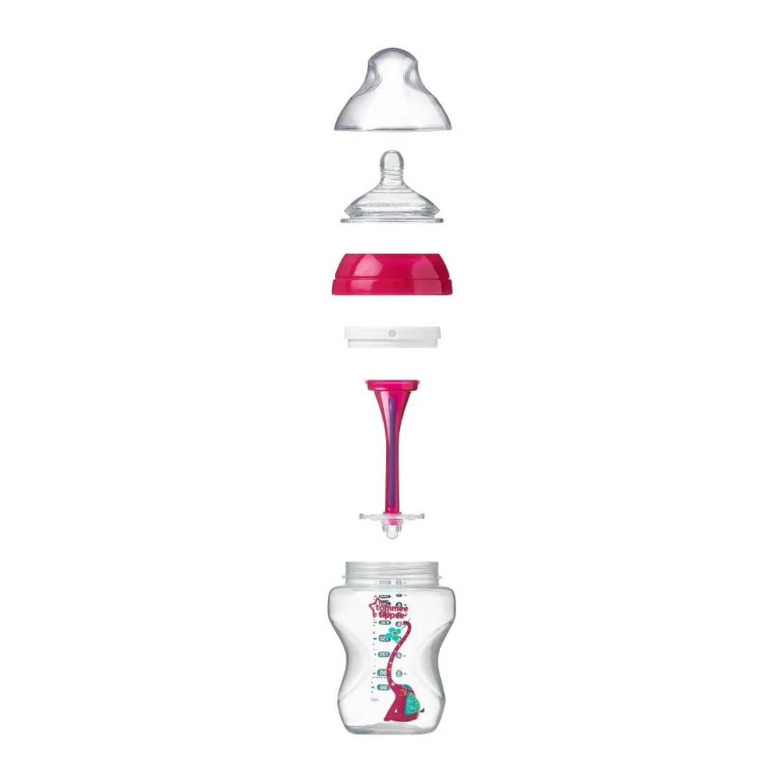 Tommee Tippee ШИШЕ ЗА ХРАНЕНЕ ANTI-COLIC 3м+ 340 ml С ДЕКОР розов
