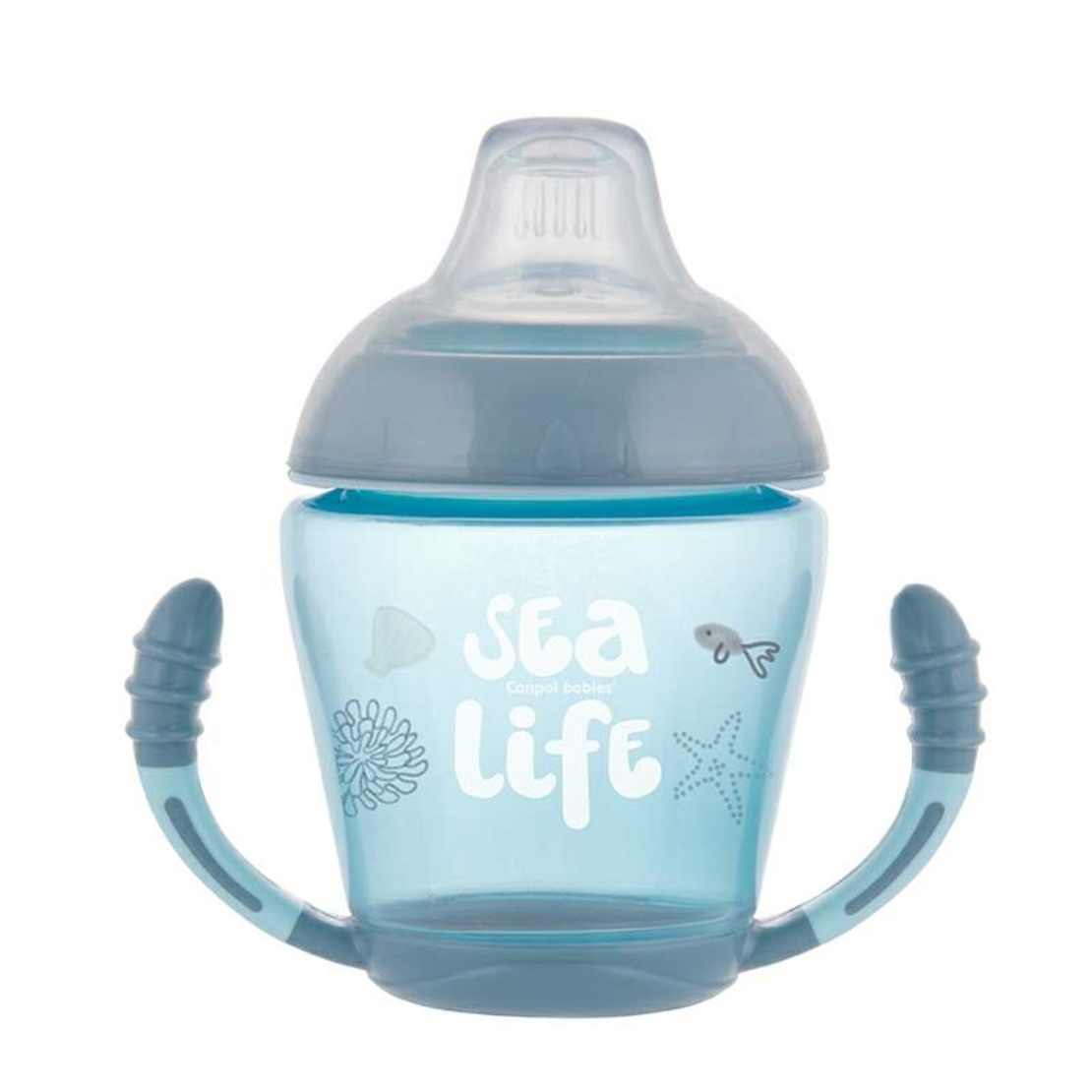Неразливаща се часа с дръжки и мек накрайник, Sea Life 230 мл 9м+