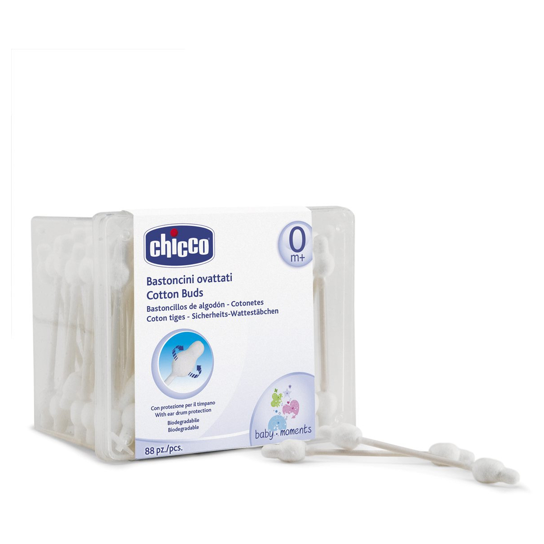 CHICCO Клечки за уши с ограничител 0м+  90 броя
