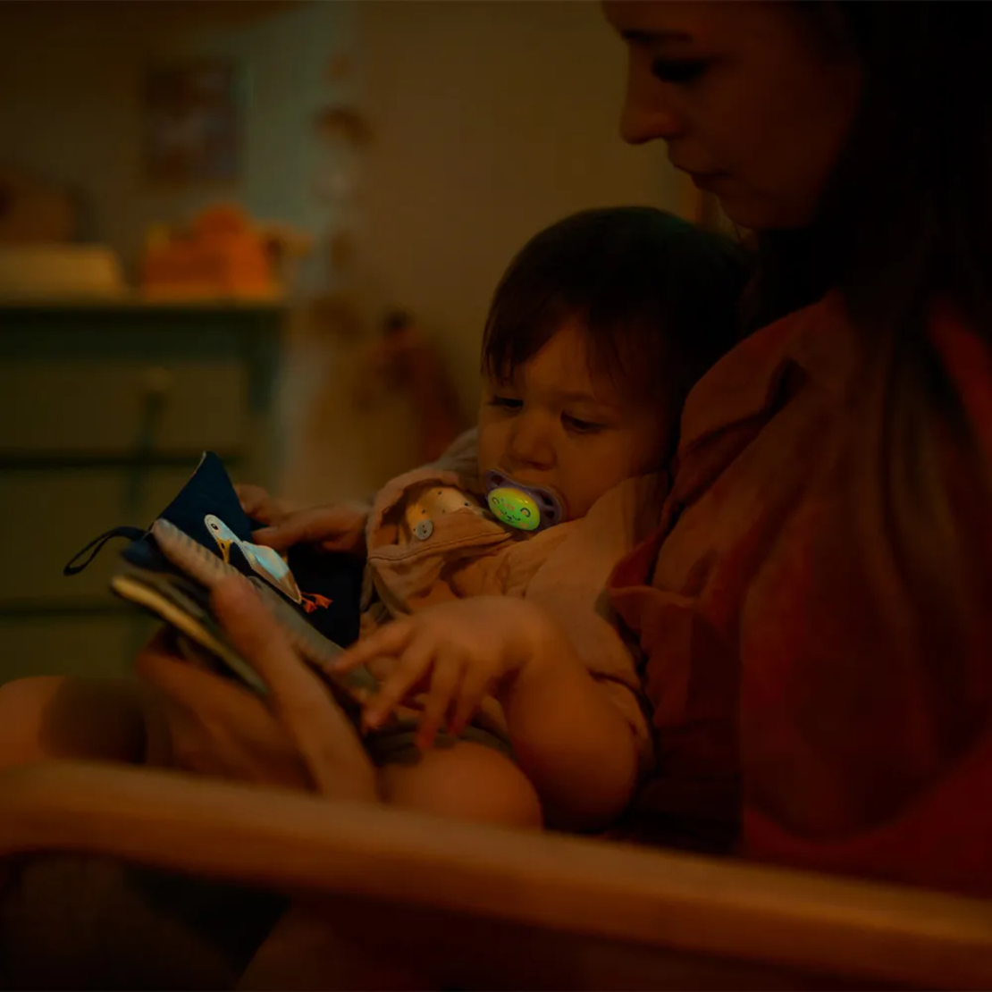 Philips AVENT SCF085/13 Комплект 2 Броя Ортодонтични Залъгалки Ultra Air 18м+ Декорация Лъв и Облак в Кутия за Стерилизиране