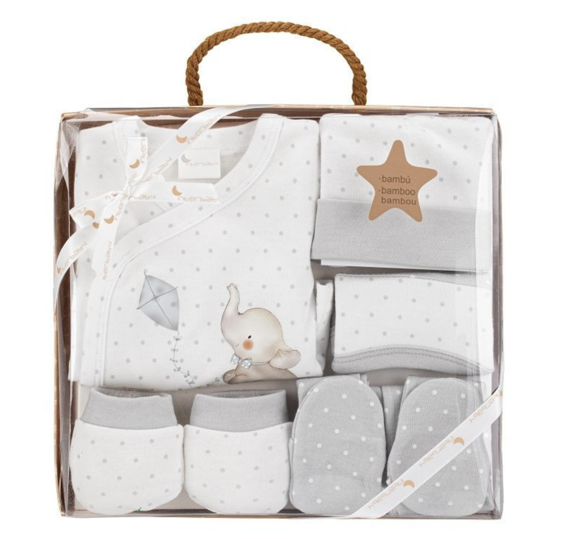 Interbaby Детски Комплект за Изписване Сив 5 Части 0-6М+ DSET03