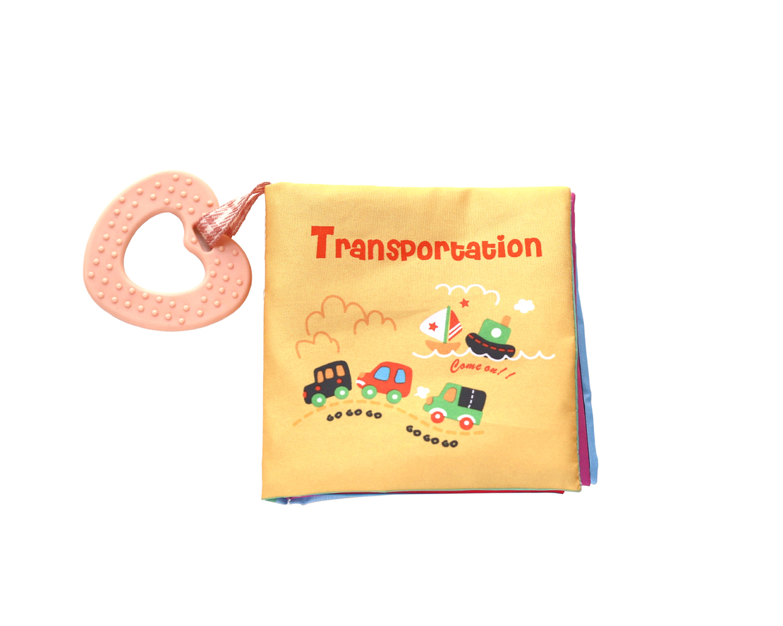 KikkaBoo Образователна текстилна книжка с чесалка Transportation