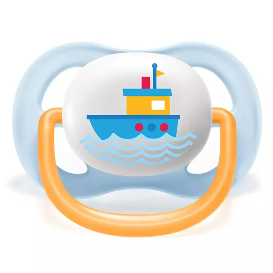 Philips AVENT SCF080 Комплект 2 Броя Ортодонтични Залъгалки Ultra Air Animals 0-6м+ Декорация Надпис и Лодка в Кутия за Стерилизиране