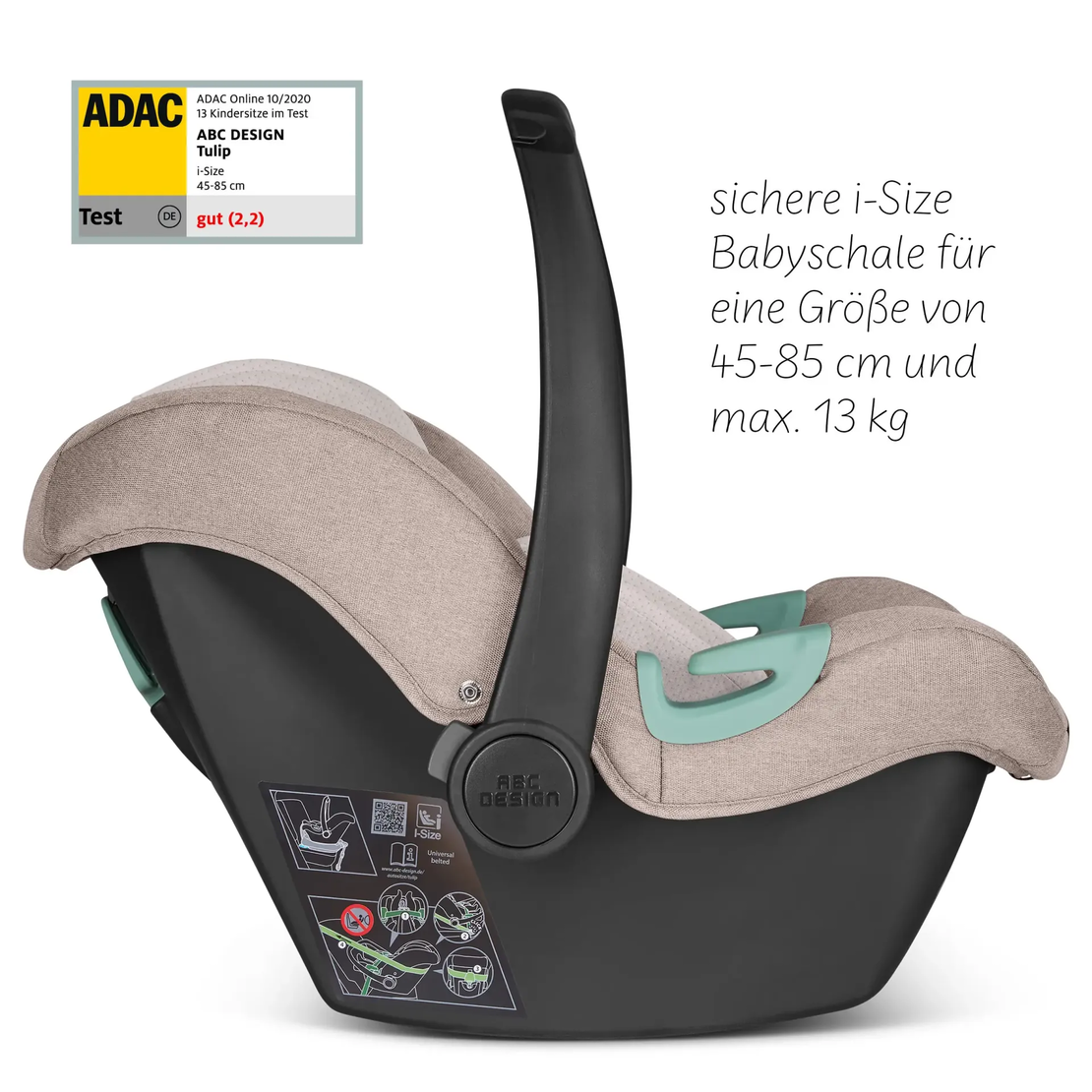 ABC Design Infant Car Seat Tulip i-Size for Newborn Babys Кош за Новородено Camel