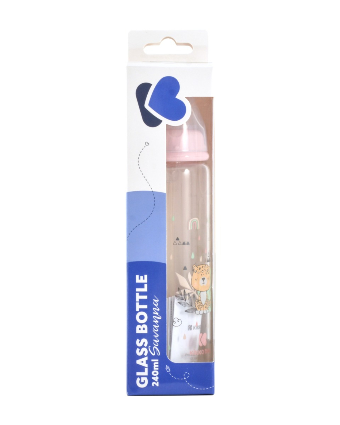 KikkaBoo Шише Стъклено 240мл Savanna Pink