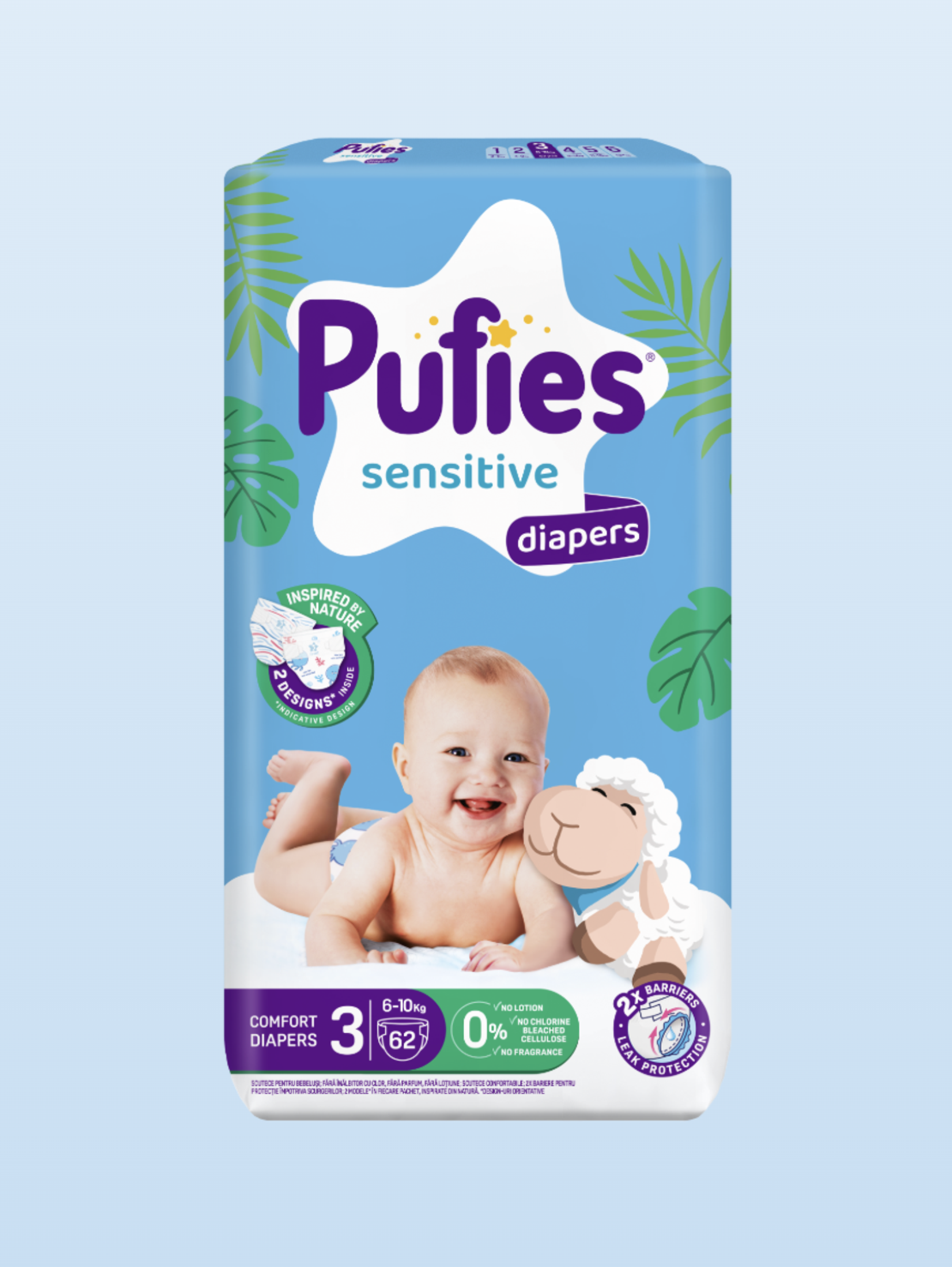 Pufies Diapers Sensitive MP 3 Midi Пелени за Бебета 6-10кг по 62 Броя