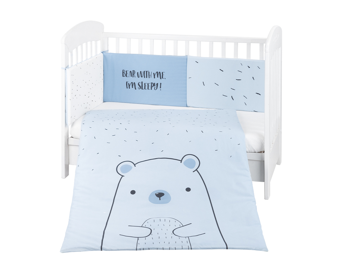 KikkaBoo Бебешки спален комплект 2 части EU style 60/120 Bear with me Blue