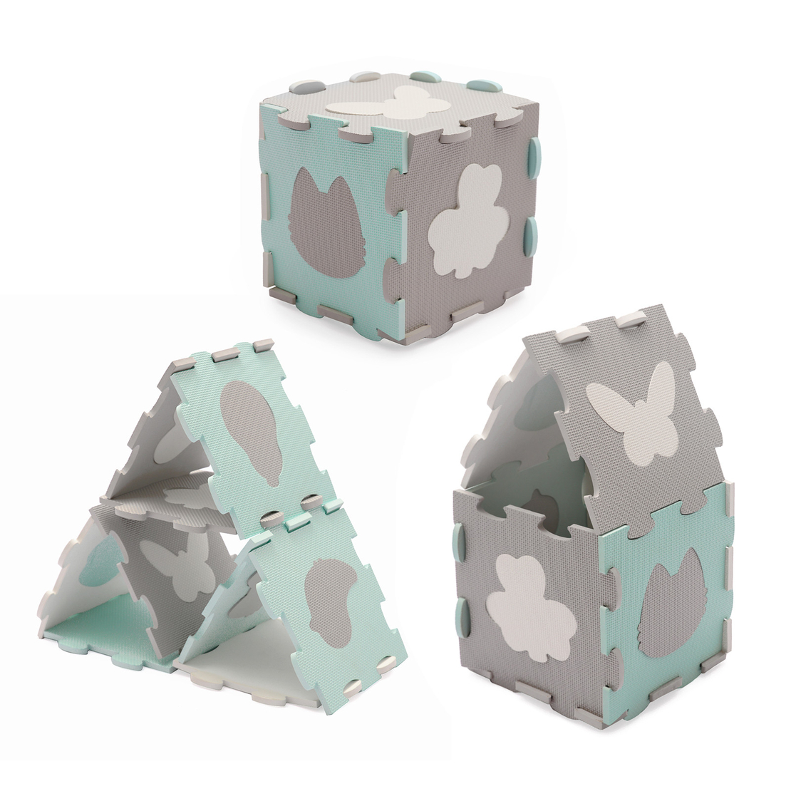  Мек пъзел с форми KinderKraft LUNO SHAPES, мента 