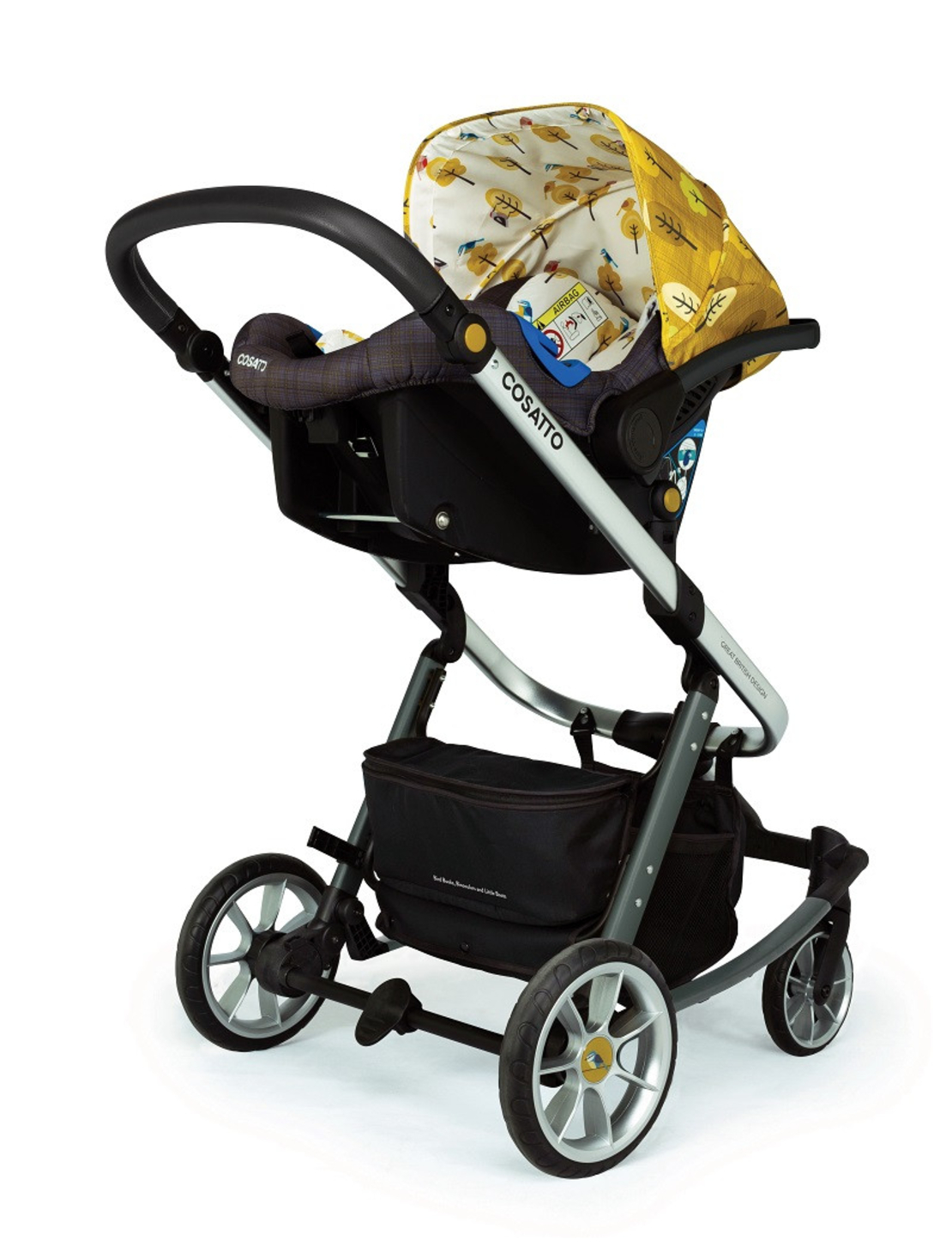 Комплект количка Cosatto Giggle Quad Spot the birdie 5в1, i-Size база и чувалче за крака