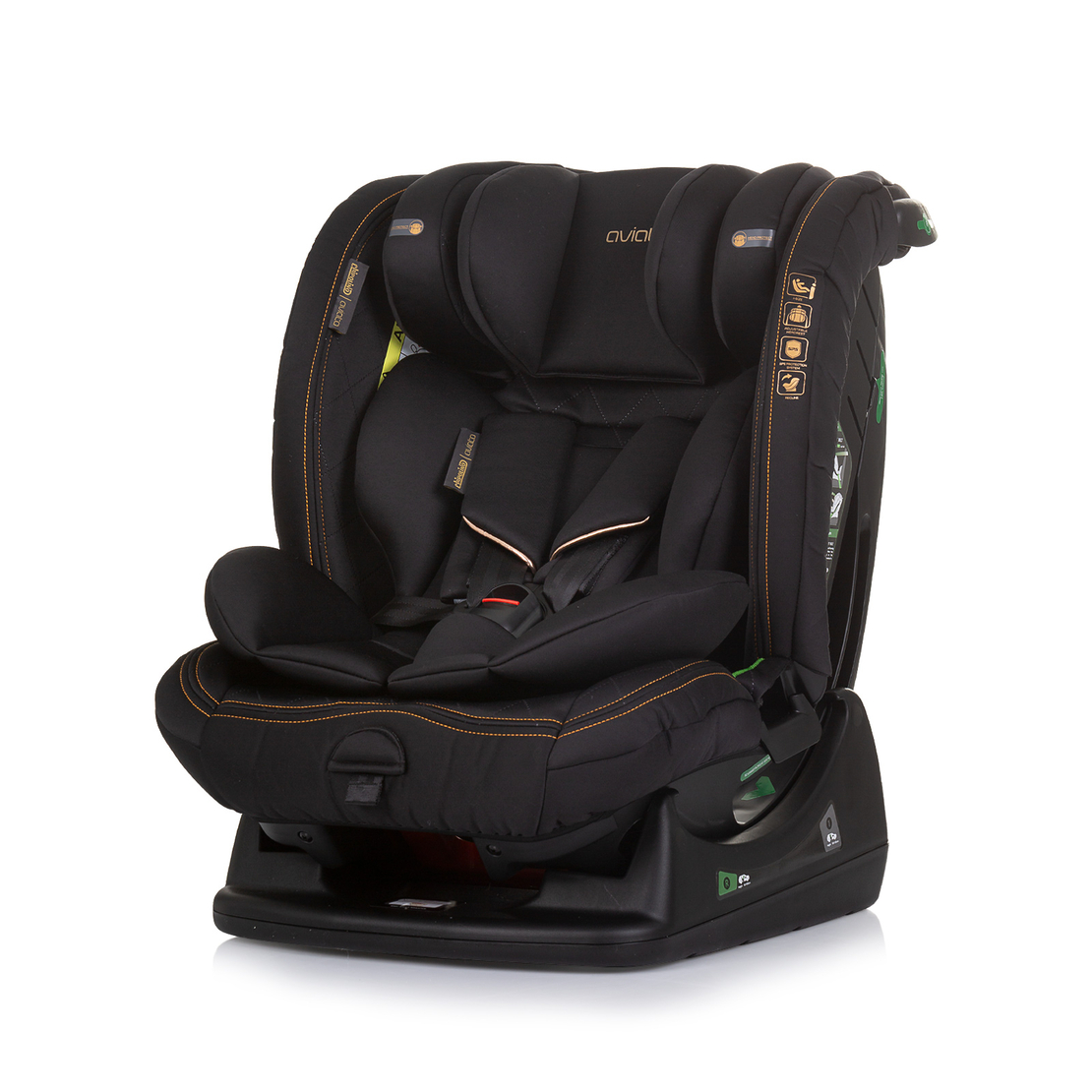 Chipolino Столче за кола 40-150 cm I-SIZE АВИАТО Обсидиан