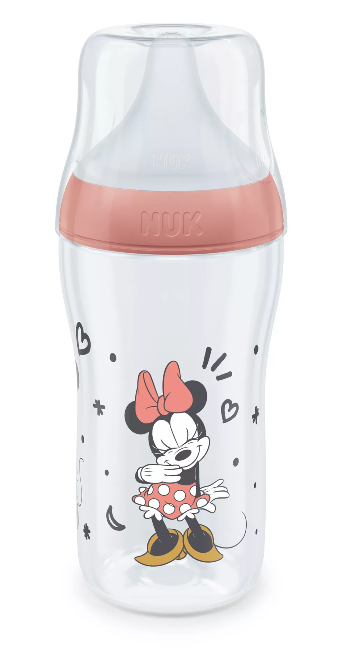 NUK Perfect Match Шише РР 260мл със Силиконов Биберон за Хранене M 3+ месеца Minnie Червено