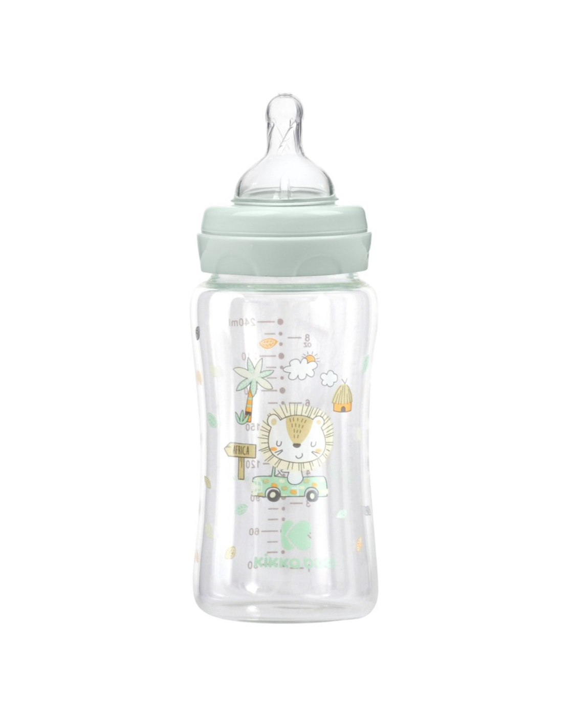 KikkaBoo Шише Стъклено 240мл Jungle King Mint