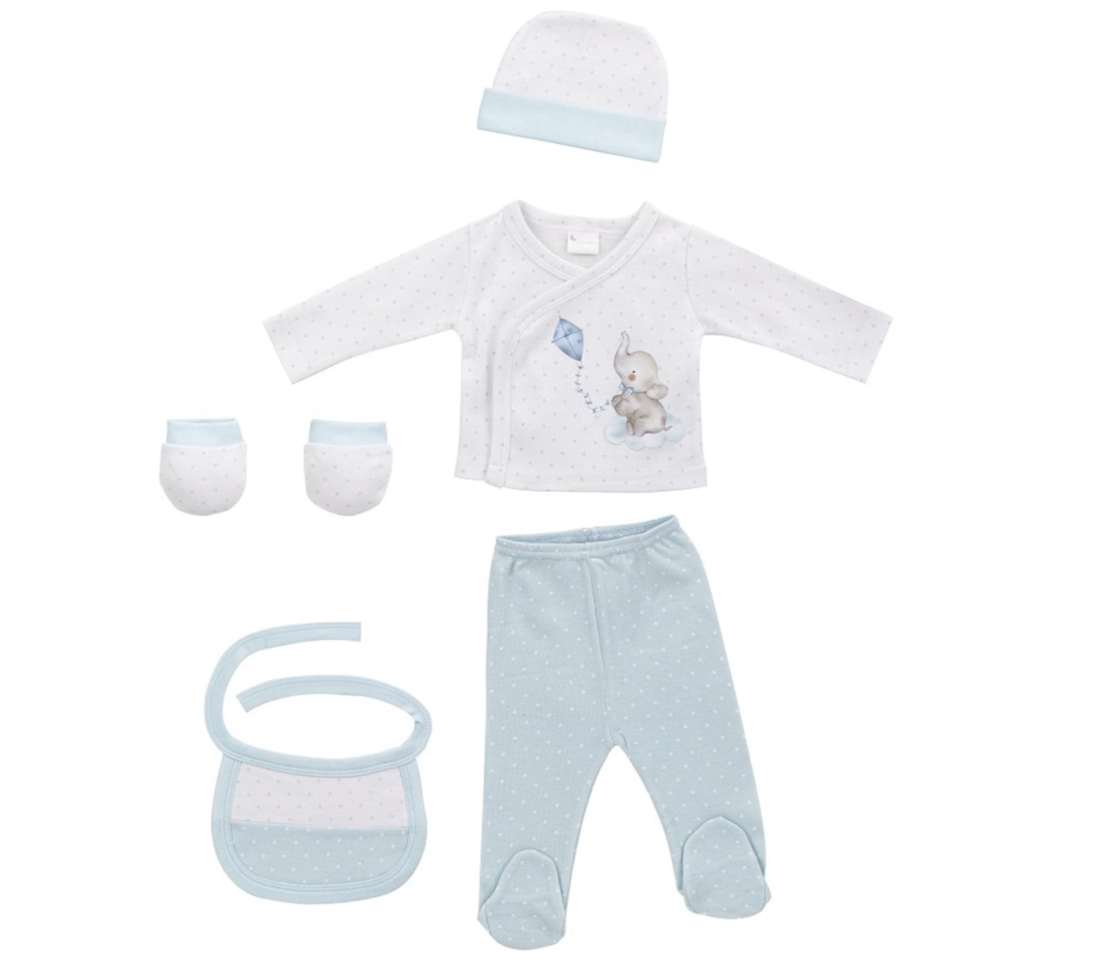 Interbaby Детски Комплект за Изписване Син 5 Части 0-6М+ DSET01 DSET02