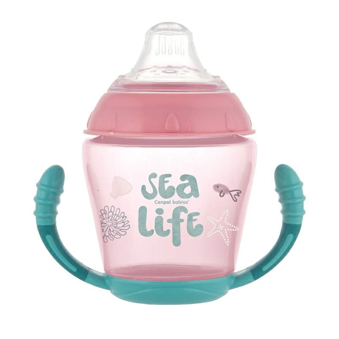 Неразливаща се часа с дръжки и мек накрайник, Sea Life 230 мл 9м+