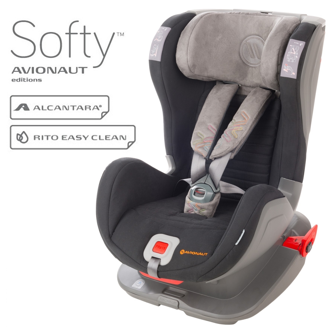  Столче за кола Avionaut Glider Softy с IsoFix F.01 , 9-25 кг,Черно/Сиво 