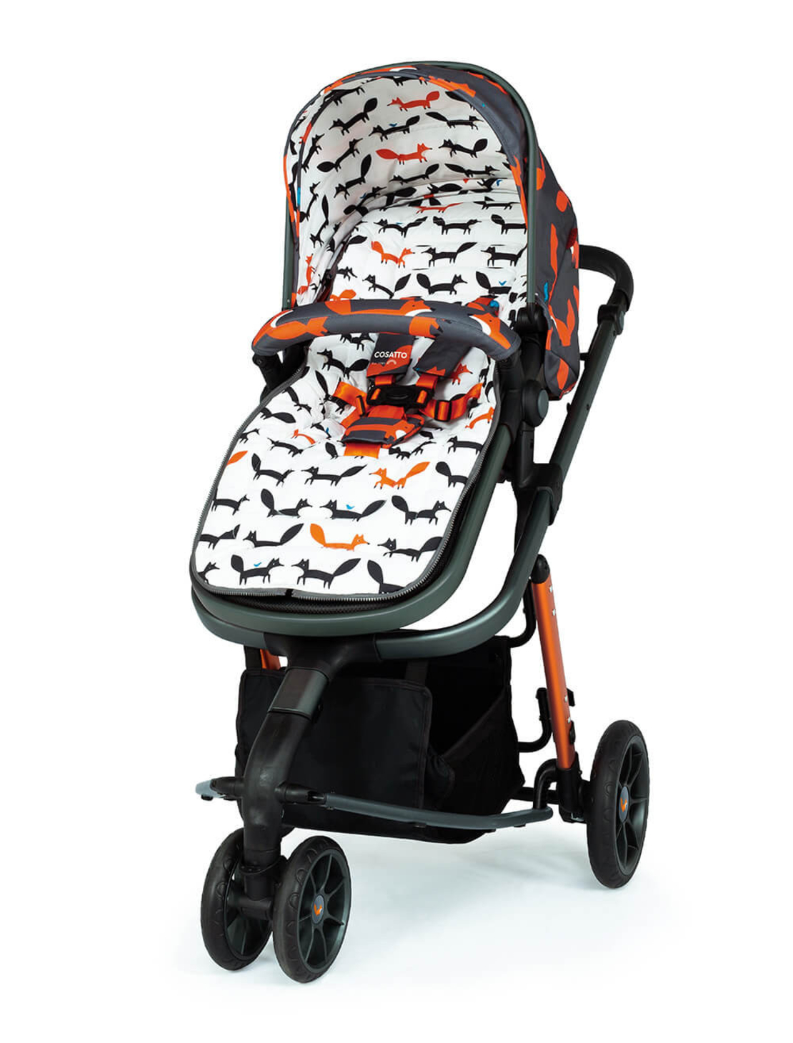 Комплект количка Cosatto Giggle 3 Charcoal Mister Fox 5в1, i-Size база и чувалче за крака