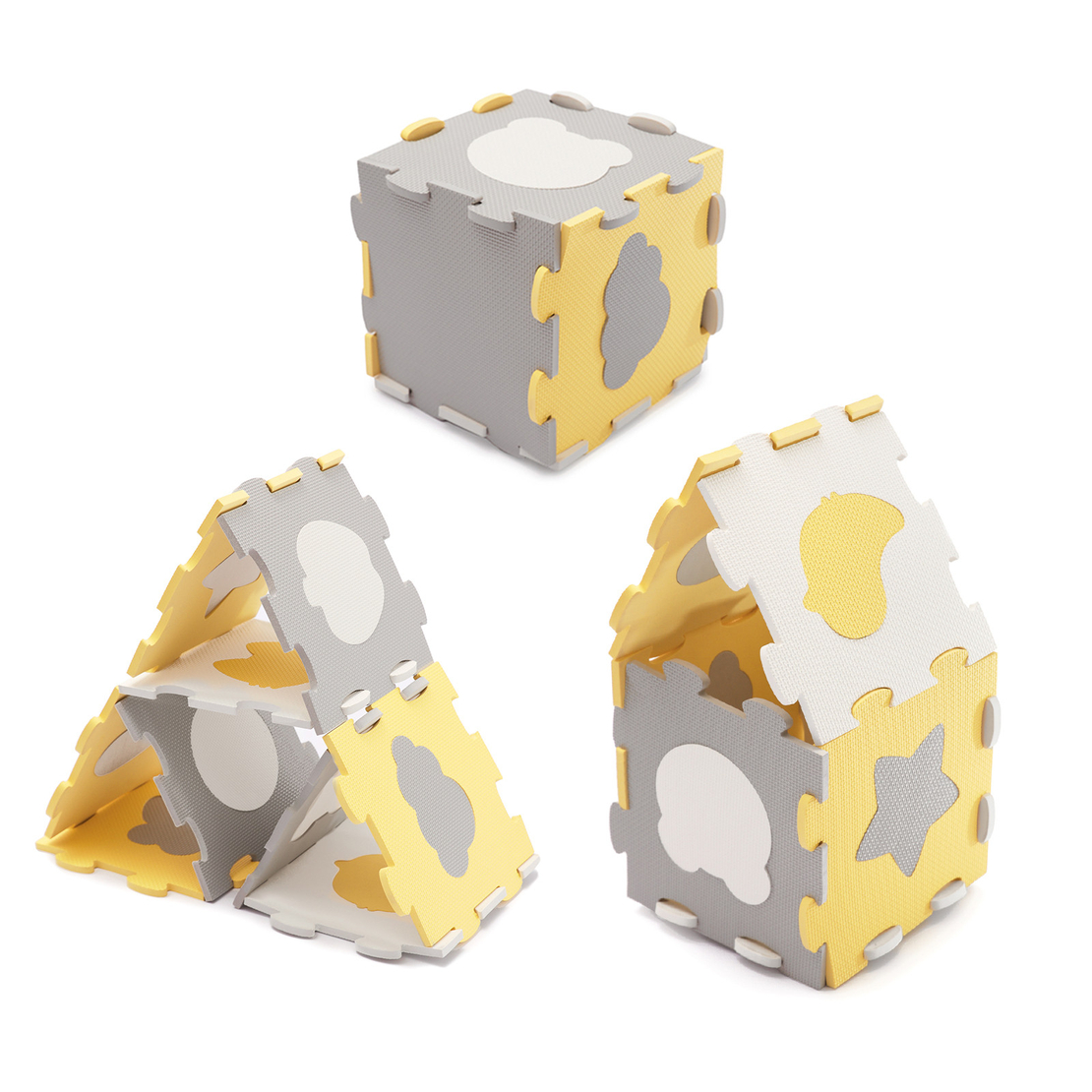 Мек пъзел с форми KinderKraft LUNO SHAPES, жълт 