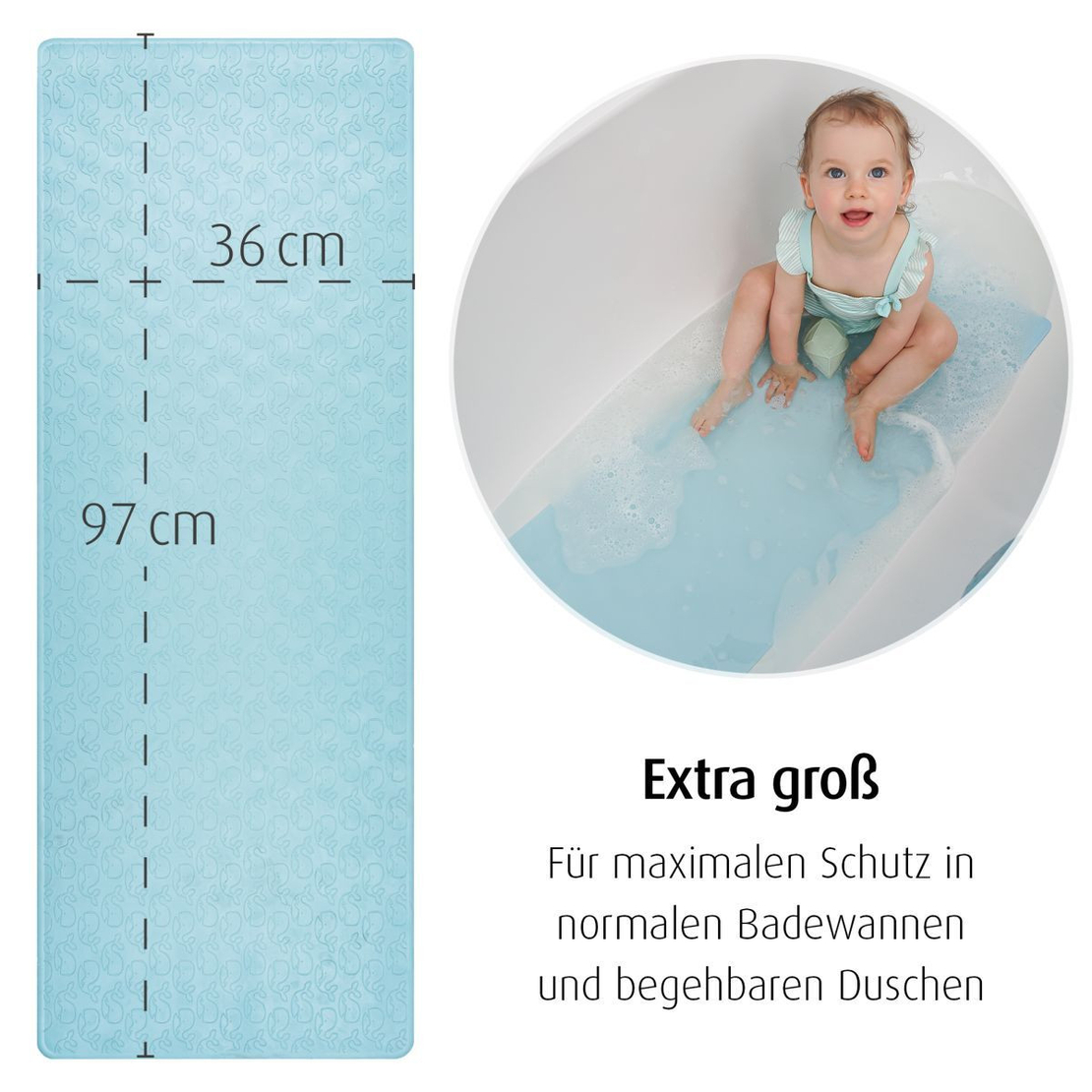  Нехлъзгаща подложка за баня XL Reer MyHappyBath , синя 