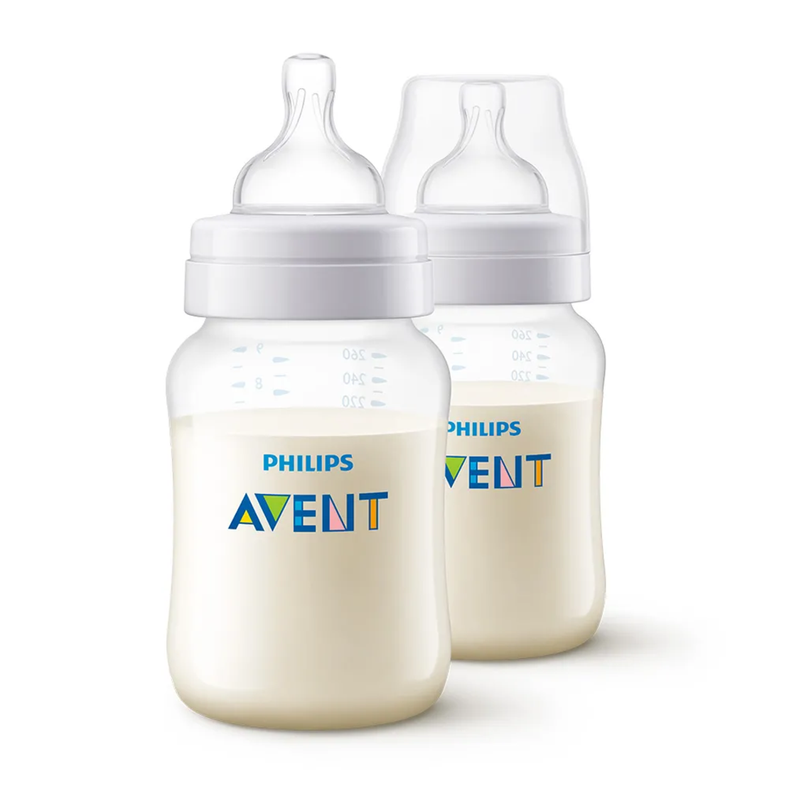 Philips AVENT SCY103/02 Комплект от 2 Броя Шишета за Хранене Anti-Colic 260 мл със сила на Потока 2 от 0м+