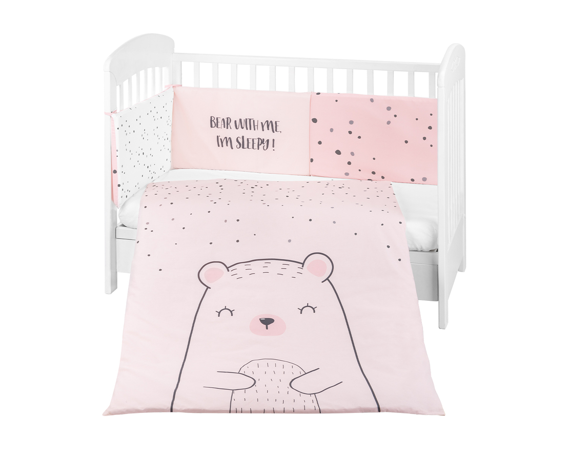 KikkaBoo Бебешки спален комплект 2 части EU style 60/120 Bear with me Pink