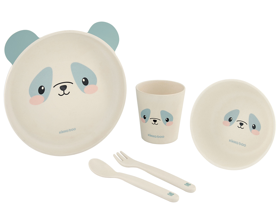 Сет за хранене бамбук Panda Blue