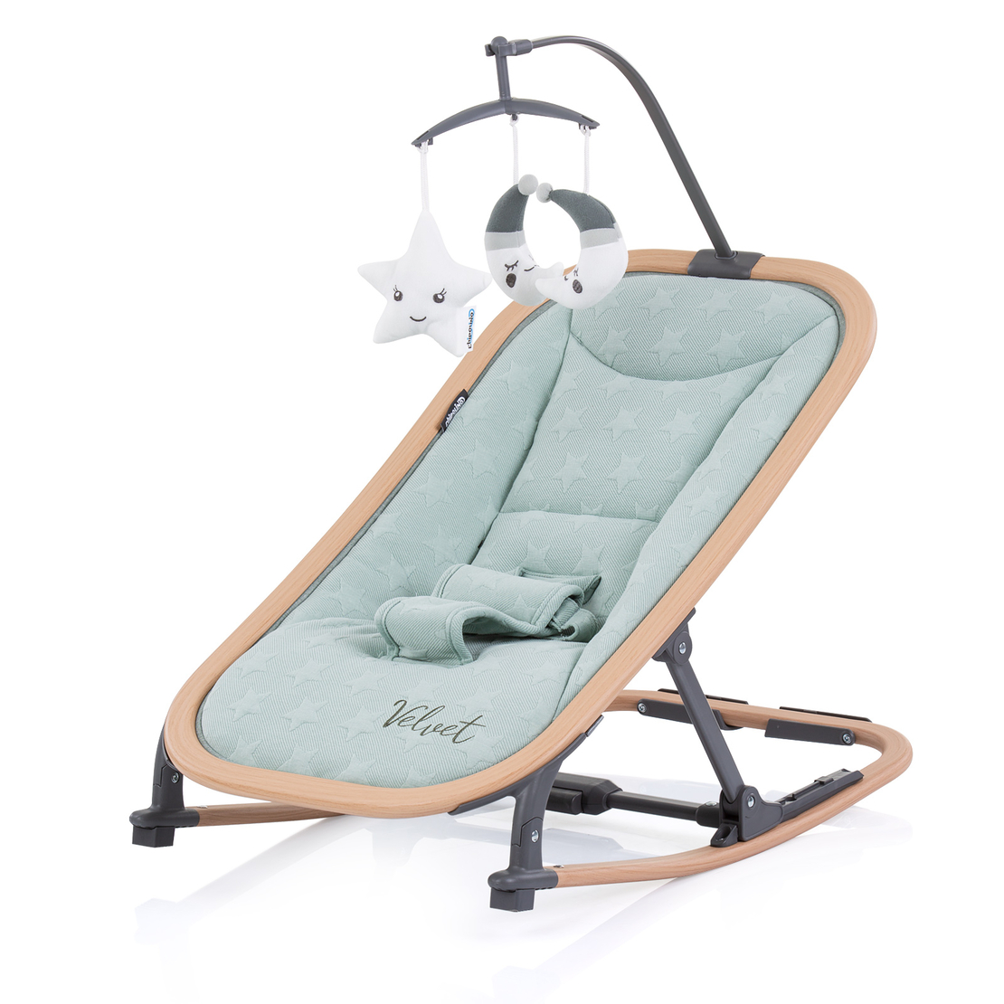 Chipolino  Бебешки шезлонг Velvet Алое с рамка от Дърво