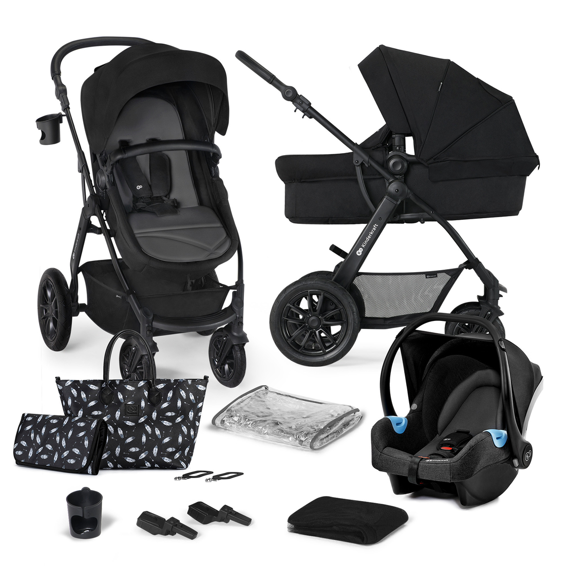 Количка KinderKraft Xmoov 2023, 3в1, Черна