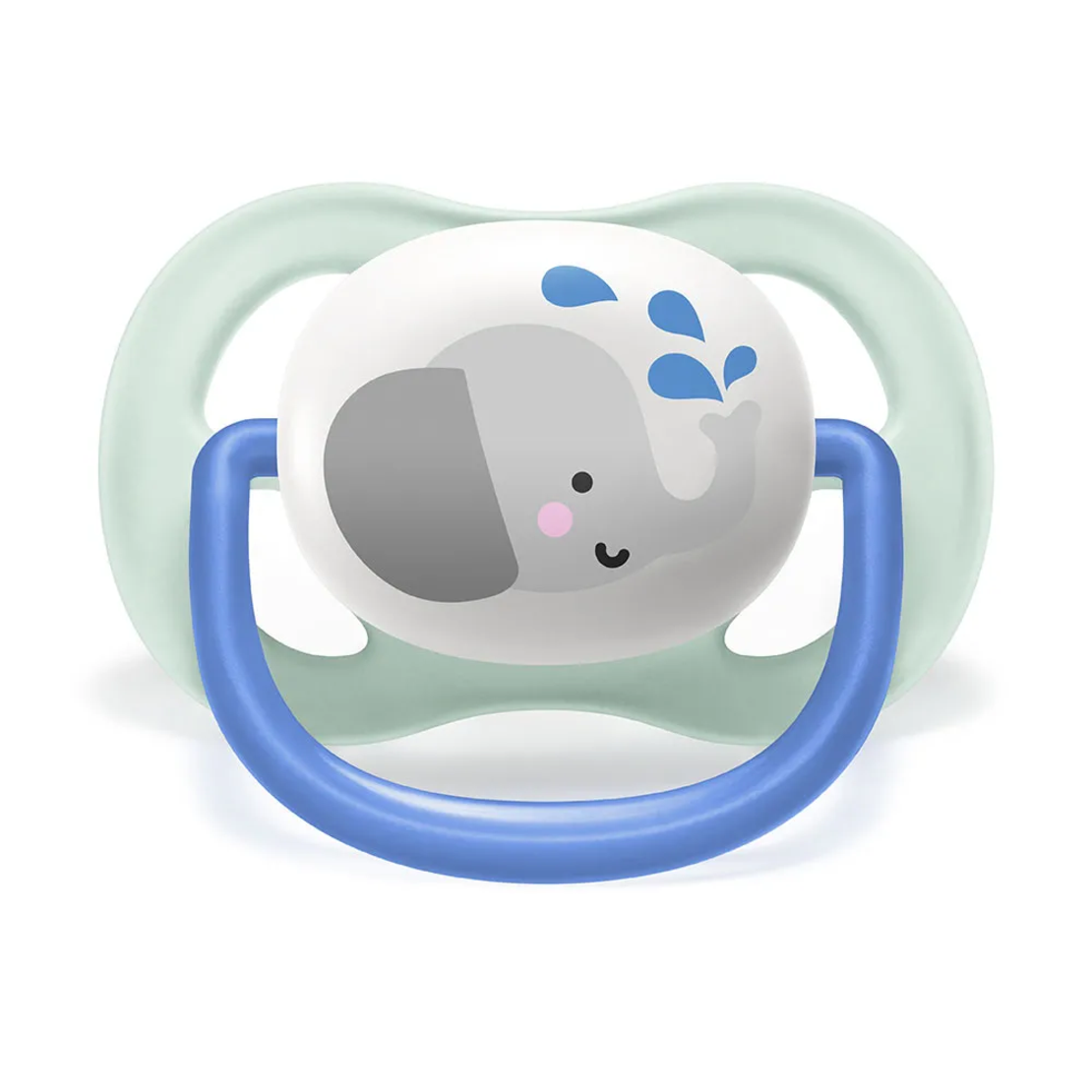 Philips AVENT SCF080/05 Комплект 2 Броя Ортодонтични Залъгалки Ultra Air Animals 0-6м+ Декорация Слон и Пингвин в Кутия за Стерилизиране