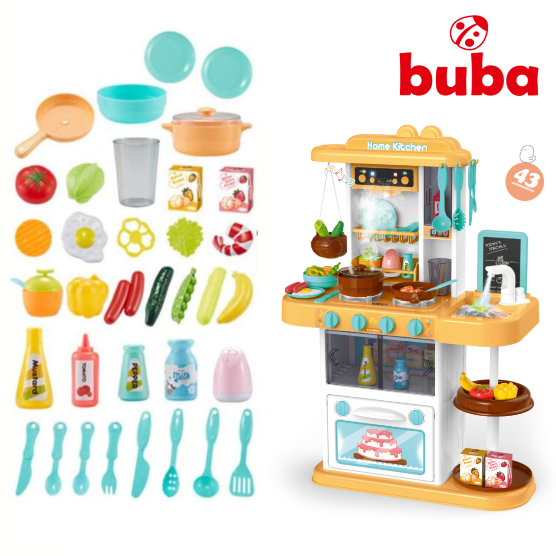  Детска кухня Buba Home Kitchen, 43 части, 889-163, оранжева 