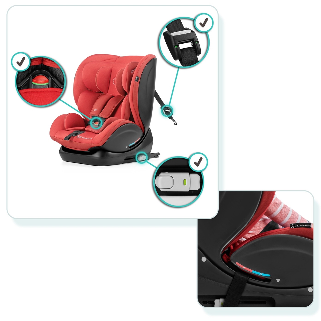 Столче за кола KinderKraft MYWAY, 0 - 36 kg, Сиво 