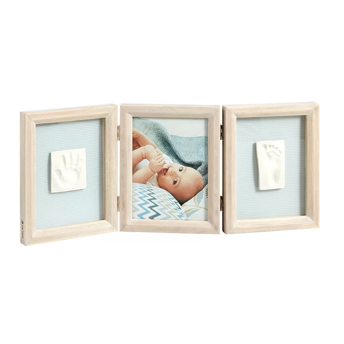 BABY ART MY BABY STILE РАМКА ЗА СНИМКА С 2 ОТПЕЧАТЪКА С ДЪРВЕНА РАМКА И ЦВЕТНО ПАСПАРТУ