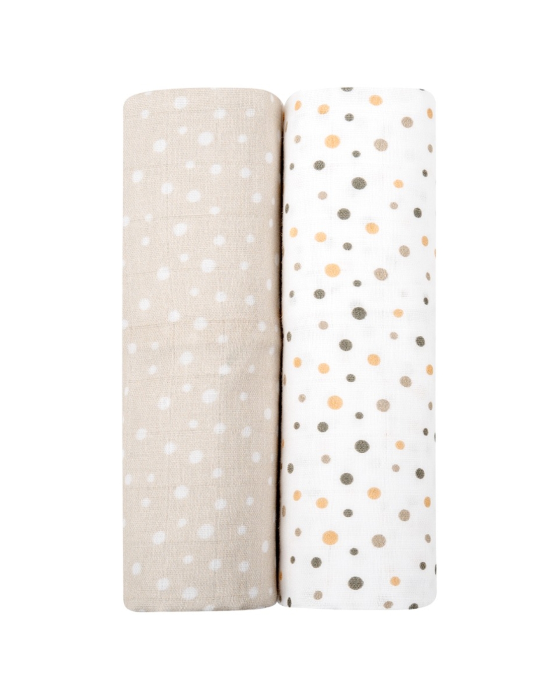 Комплект 2 бр муселинови пелени 80х80 см Dots Beige