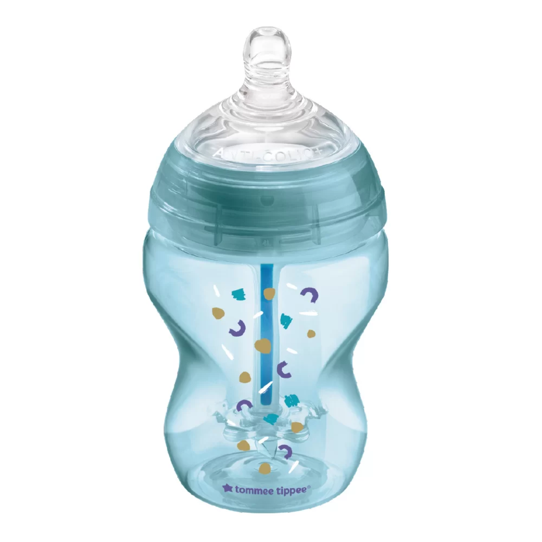 Tommee Tippee ШИШЕ ЗА ХРАНЕНЕ ANTI-COLIC 0м+ 260 ml  ДЕКОР син