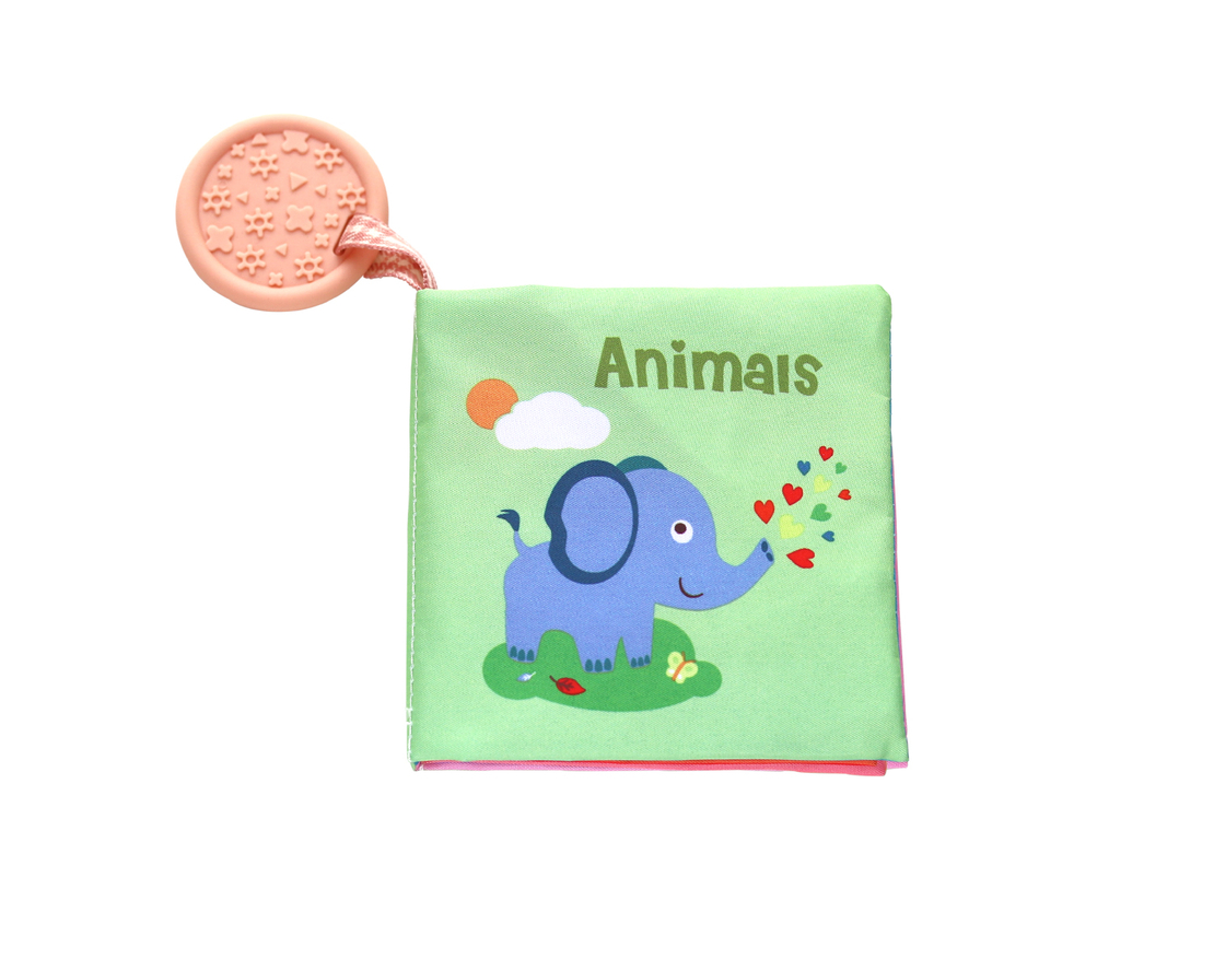 KikkaBoo Образователна текстилна книжка с чесалка Animals