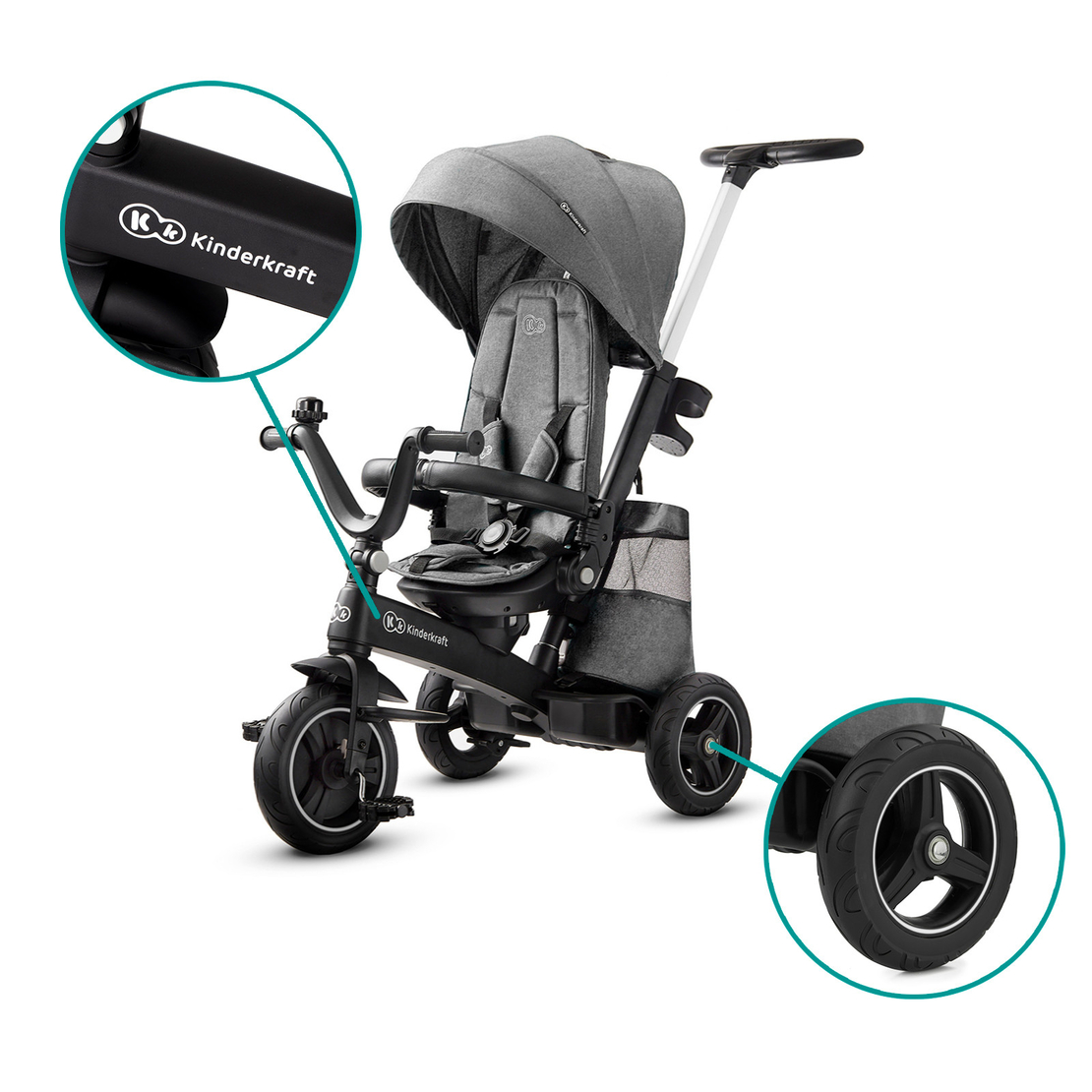  Триколка KinderKraft EASYTWIST, Сива 