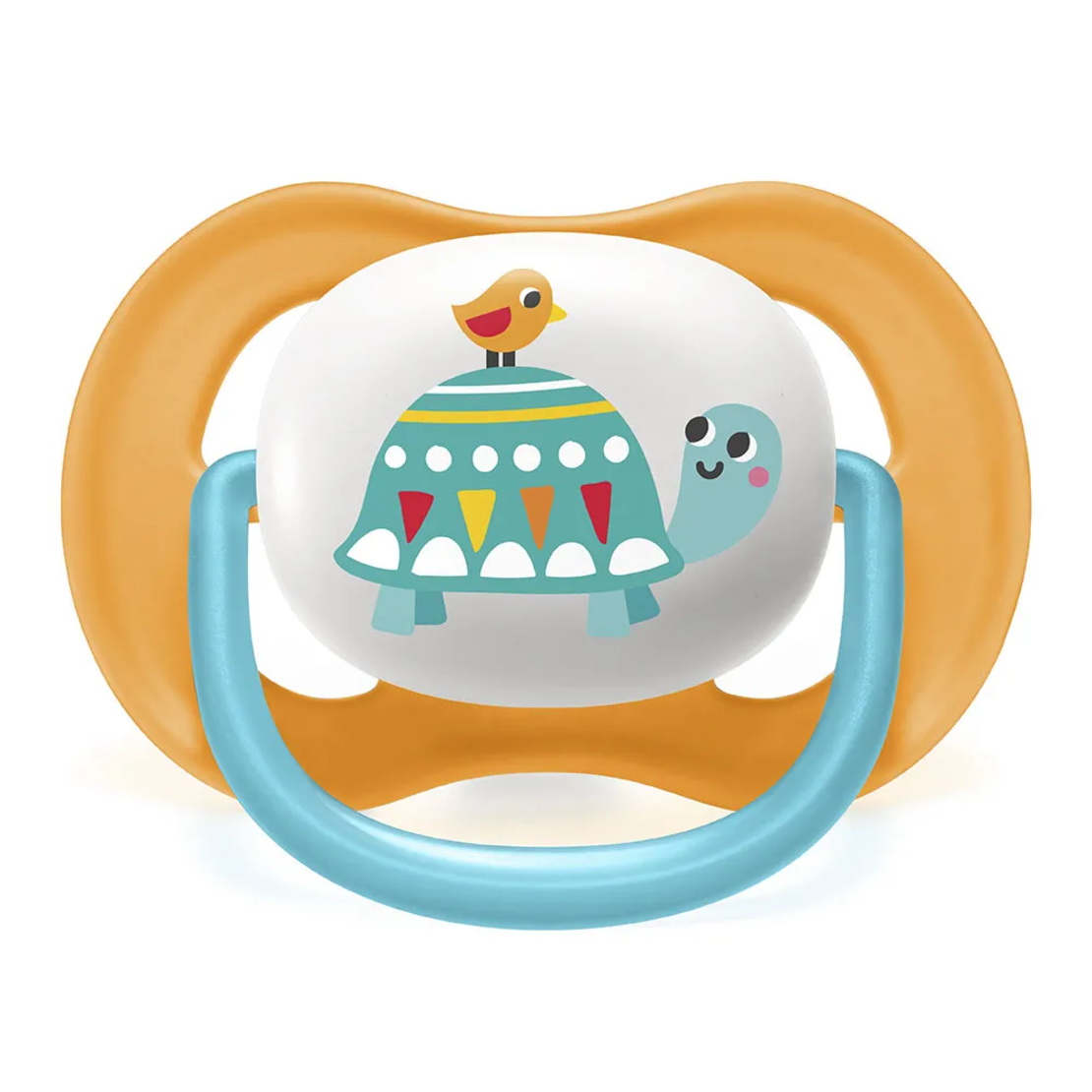 Philips AVENT SCF080/07 Комплект 2 Броя Ортодонтични Залъгалки Ultra Air Animals 6-18м+ Декорация Пингвин и Костенурка в Кутия за Стерилизиране