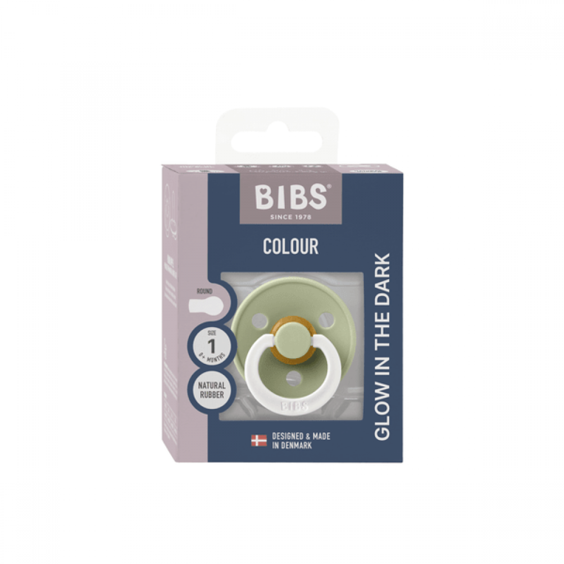 BIBS Colour Залъгалка от Каучук 1 Брой цвят Sage Glow от 0-6 месеца
