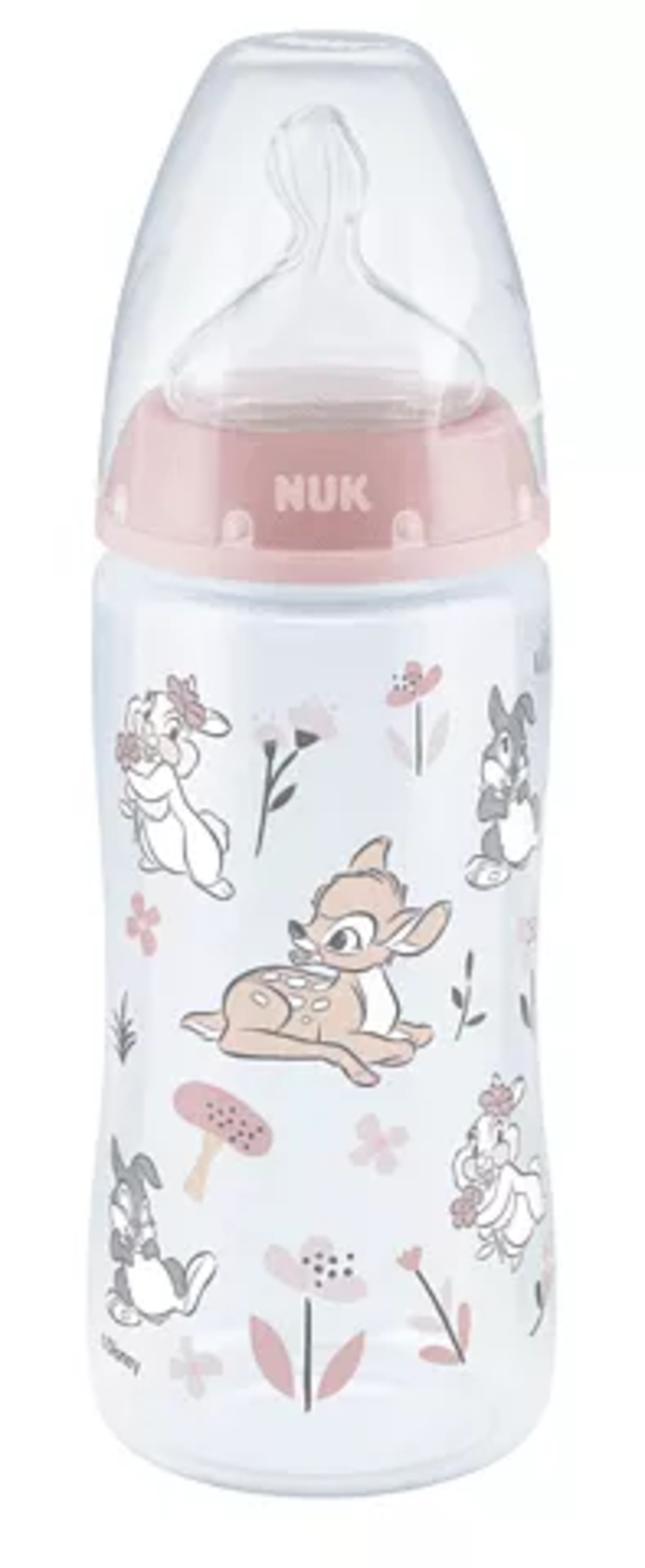 NUK First Choice PP Шише Temperature Control Стъклено Шише 300мл Силиконов Биберон BAMBI 6-18 месеца